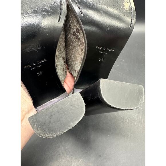 Rag & Bone Snake Print Block Heel Mules Size 38 US 7.5-8 - Picture 11 of 11